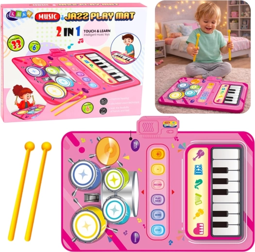 Interactieve 2-in-1 muziekmatt: piano en drums voor kinderen