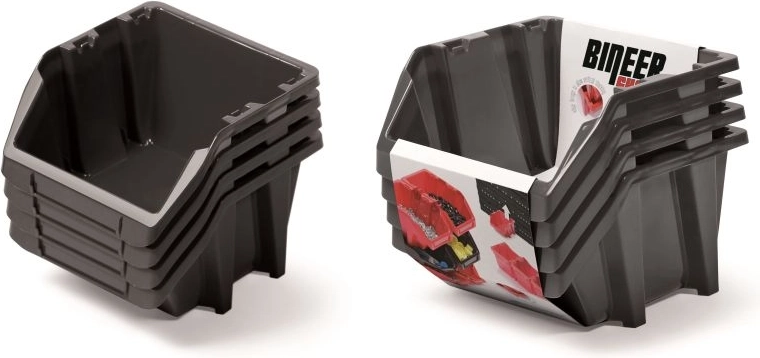 Set opbergboxen Bineer Short, 4 stuks, 272 × 238 × 236 mm, zwart