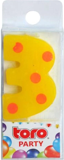 Taartkaars cijfer 3 TORO, prikbaar, 4,5 cm