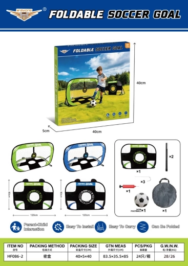 Opvouwbaar voetbaldoel 2-in-1 met trainingsnet voor schietnauwkeurigheid en accessoires - 1 stuk