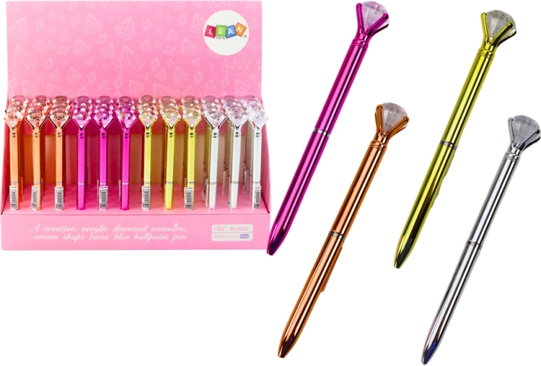 Balpen met diamant, blauwe inkt 0,7 mm