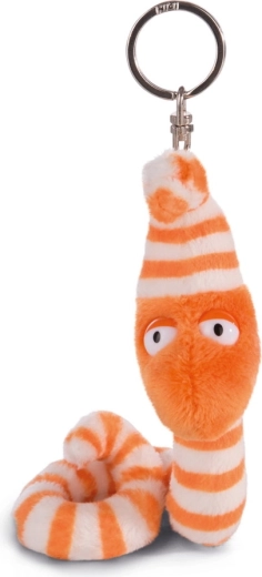 Pluchen sleutelhanger regenworm Erwin Worm 10 cm