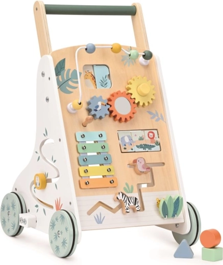 Houten Montessori-loopwagen met junglemotief