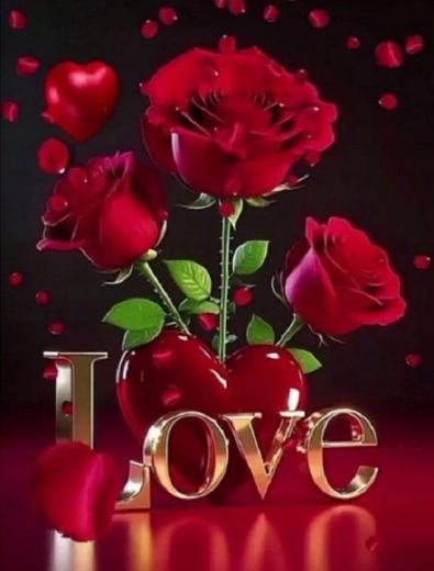 Norimpex diamant schilderen rode rozen met opschrift Love 30 × 40 cm