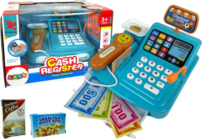 Kinderkassa met weegschaal en scanner op batterijen