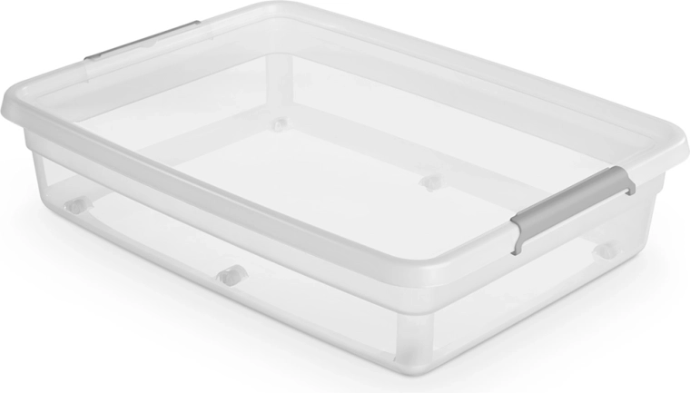 Basestore verrijdbare opbergbox met deksel en clips 60 l