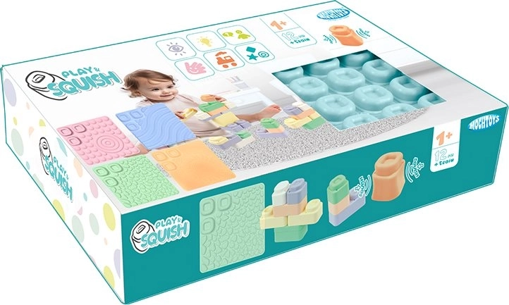 Sensorische matten en 24 zachte blokken MOCHTOYS Play & Squish