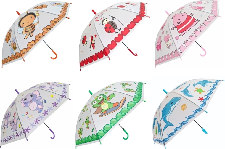Kinderparaplu met kleurrijke motieven