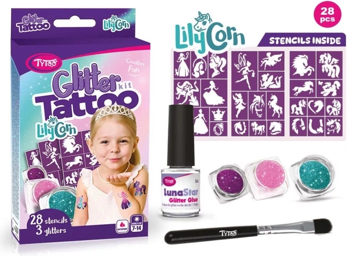 Set glittertatoeages LilyCorn