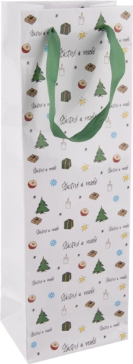 Cadeaupapieren wijntas "Vrolijk kerstfeest"