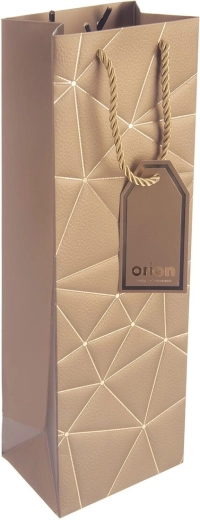 Cadeaupapieren wijntas met goudkleurig ruitmotief 12 × 9 × 36 cm