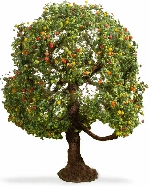 Noch appelboom – handgemaakt model van een boom met appels 8 cm
