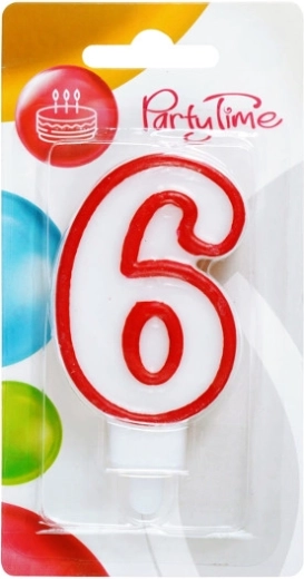 Verjaardagskaars cijfer 6 rood