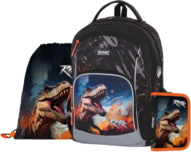 Školní set OXY GO Dino 3-delig – rugzak, gymzak en etui