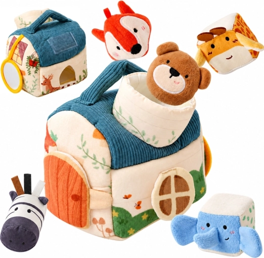 Zintuiglijk knuffelhuisje met 5 dieren