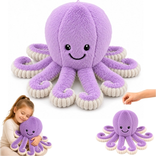 Pluchen octopus – knuffel met elastische tentakels paars 50 cm