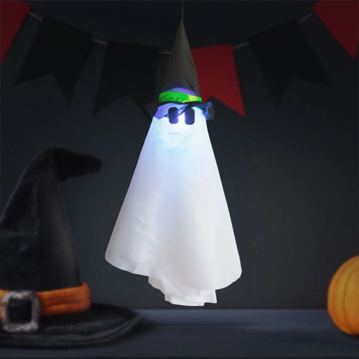 Hangende Halloween-decoratie spook met RGB-ledverlichting 70 × 50 cm