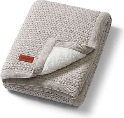 BabyOno baby katoenen deken met sherpa voering 75 × 100 cm grijs