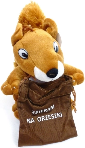 Pluchen eekhoorn met zakje – schattige knuffel voor kinderen