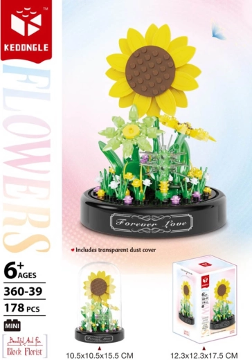 Bouwset zonnebloem onder beschermende stolp 178 onderdelen