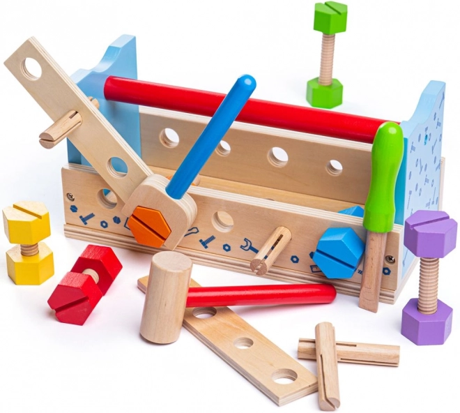 Houten werkbank en gereedschapskist 2-in-1 Bigjigs Toys