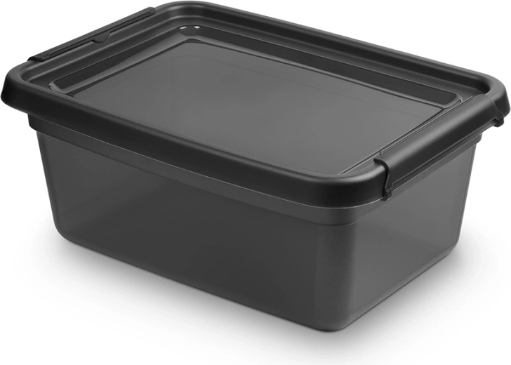 Basestore opbergbox met deksel en clips coal 12,5 l (28 × 38 × 16 cm)