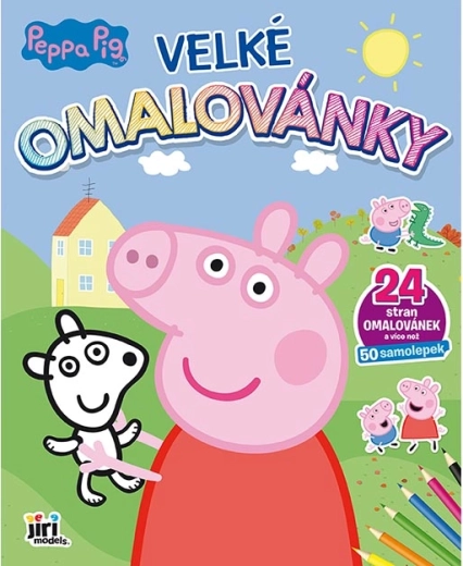 Grote kleurplaten van Peppa Pig met stickers