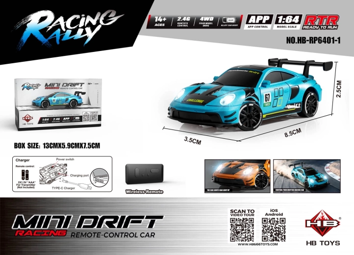 RC-auto Mini Drift SmokeRacer blauw