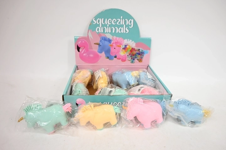 Gniotek knijpbare antistressknuffel pony 11,5 cm (displaydoos 12 stuks)