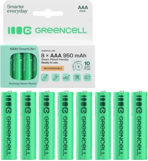 Green Cell oplaadbare AAA-batterijen (HR03) 950 mAh 1,2 V, 8 stuks