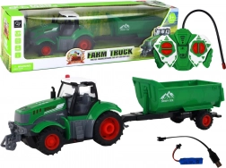 Op afstand bestuurbare tractor met aanhanger 1:24, groen