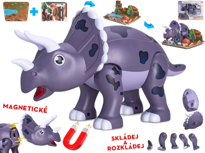 Magnetische dinosaurus Triceratops 28 cm – bouwset voor kinderen