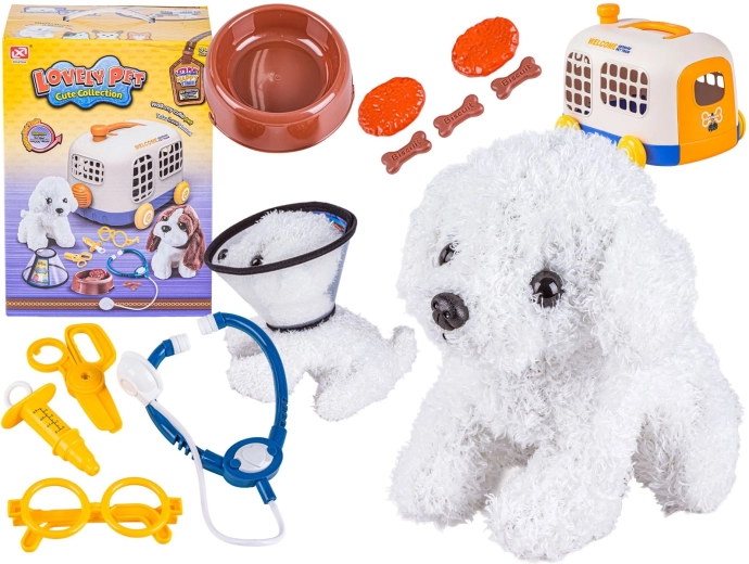 Kinder-dierenartsset met transportbox en pluchen hondje - 1 stuk