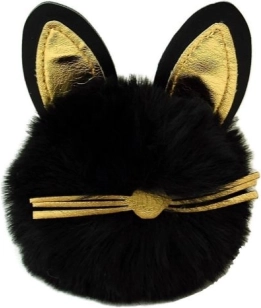 Sleutelhanger met pluizige pompon kat
