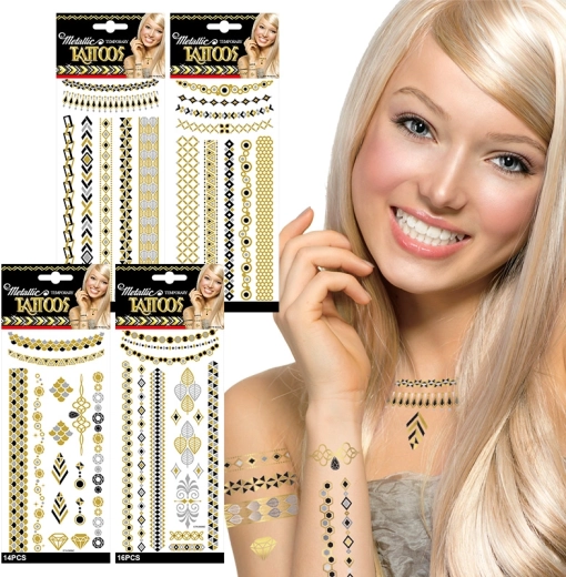 Metallic tijdelijke tatoeages – 4 stijlen