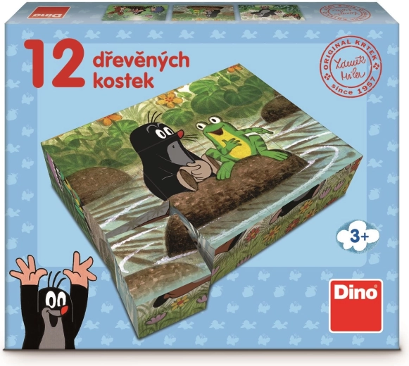 Dino houten blokken MOLLETJE en diertjes 12 stuks