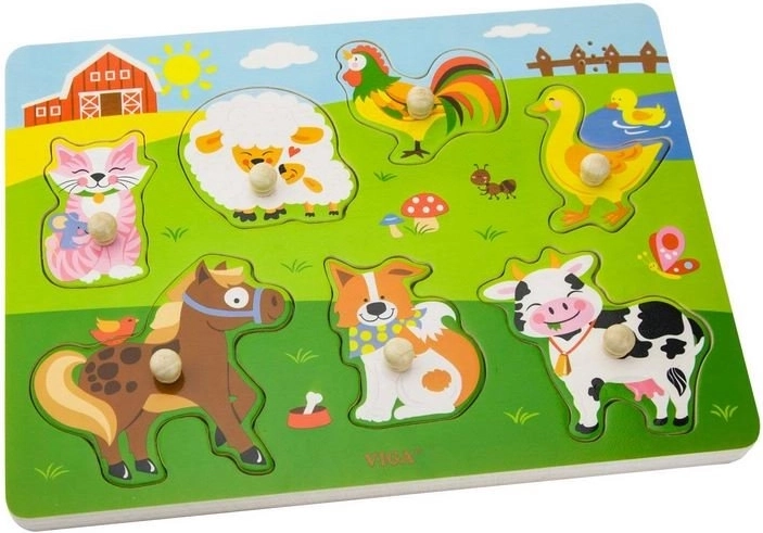 Houten inlegpuzzel dieren - met geluid