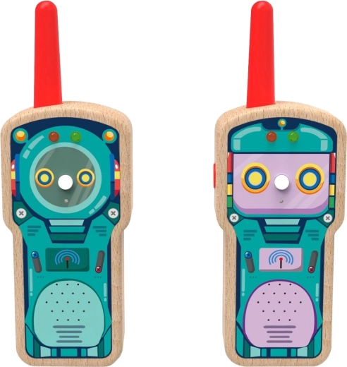 2Kids Toys houten kinderwalkietalkies met robotmotief (set van 2 stuks)