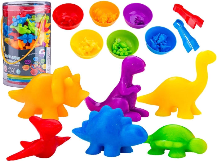 Educatief spel voor kinderen – dinosaurussen sorteren, kleuren en tellen
