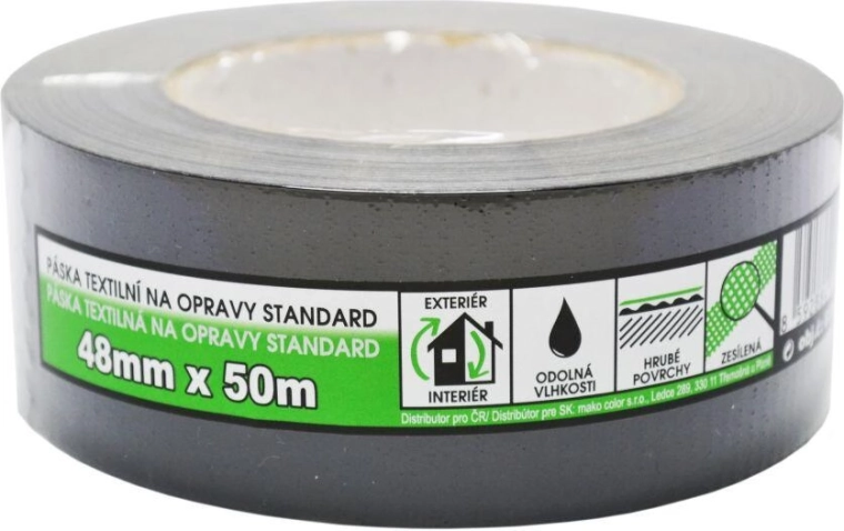 Textiele reparatietape 48 mm × 50 m zwart