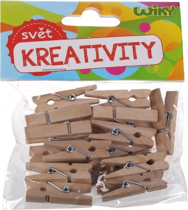 Houten knijpertjes 2,5 cm, 25 stuks met touw