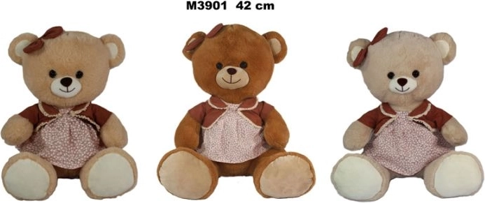 Pluchen teddybeer in jurk 42 cm - 1 stuk