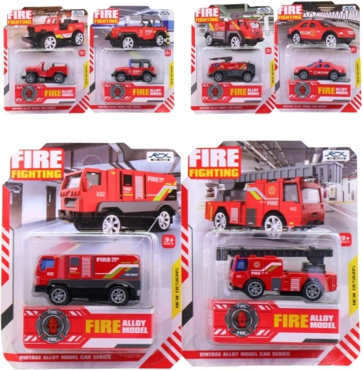 Metalen brandweerauto op kaart 7,5 cm