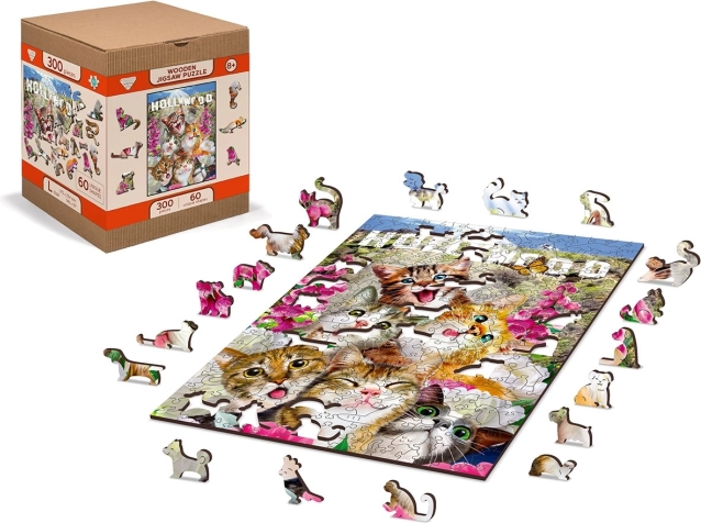 Houten puzzel Kittens in Hollywood - 2-in-1, 75 stukjes