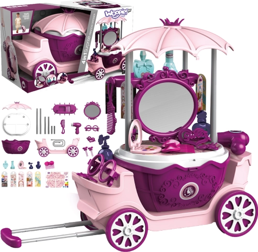 WOOPIE kinderschoonheidssalon in een trolleykoffer op wieltjes, 4-in-1 met 31 accessoires