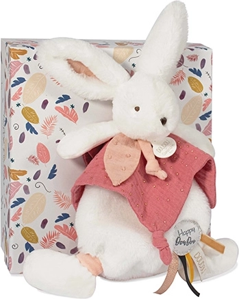Doudou cadeauset – pluche konijntje met knuffeldoekje 25 cm oudroze