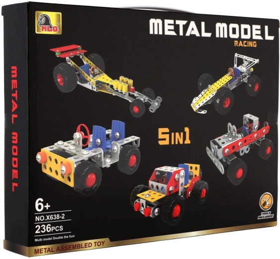 Metalen bouwset 5-in-1 – auto’s, 236 delen