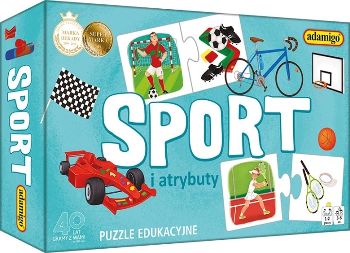 Sport en attributen – educatieve puzzel voor kinderen 3+