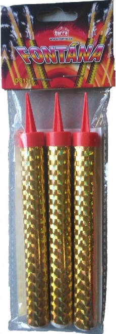 Gouden partyfontein 12 cm, 3 stuks