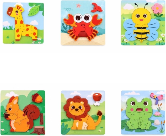 Houten puzzel met dieren 15 × 15 cm